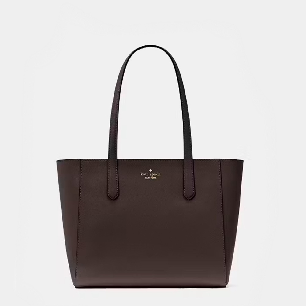 ♠️Kate Spade Staci Saffiano Leather Medium Tote Bag, Hot Fudge Brown NEW NWT